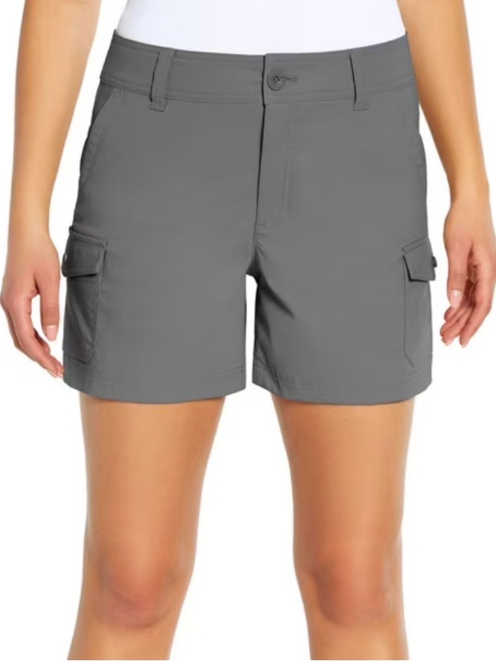 Eddie Bauer 2 Way Stretch Light Gray Cargo Shorts with Side Pockets